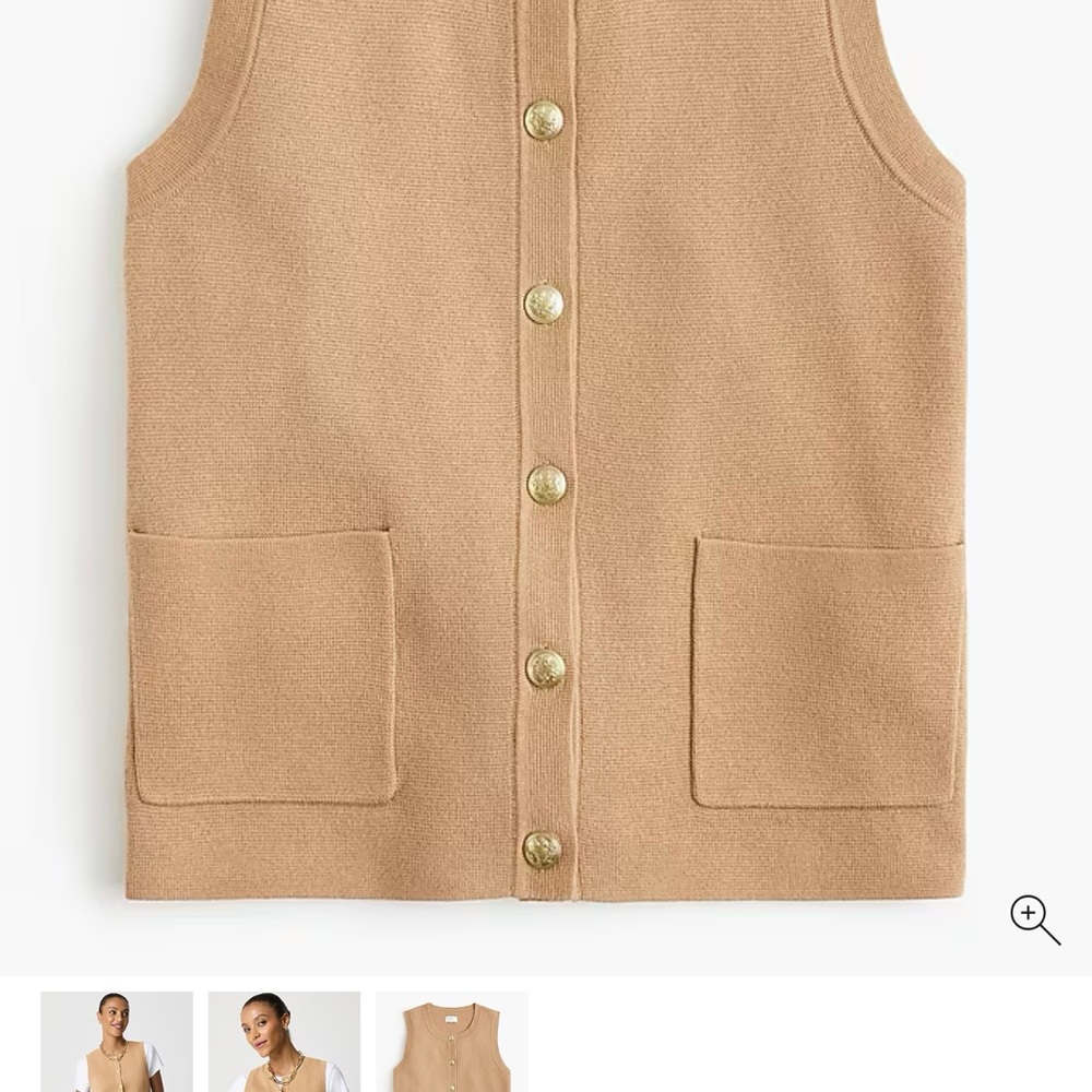 Tan Sleeveless Button-Up Vest